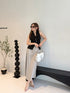 Collar Down Sleeveless Vest With Skirts Sets